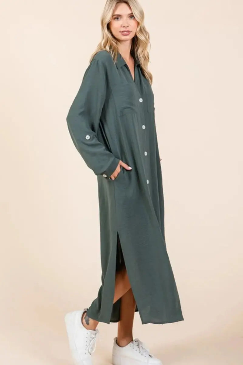Mittoshop Airflow V-Neck Long Sleeve Maxi Dress for Women - Love Salve